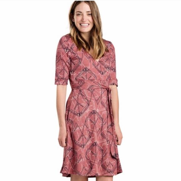 Toad & Co. Cue Wrap Cafe Dress in Redwood Yard Sale Print Size XS - Picture 1 of 15